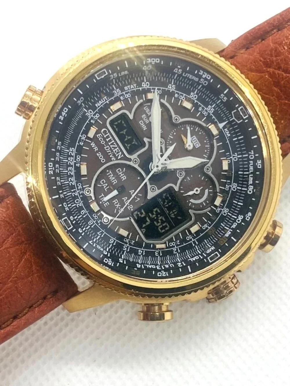 Citizen Navihawk A-T  Eco Drive With Leather Band